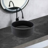 Lavoar Negru, Ceramica, Rotund, pe blat, Premium