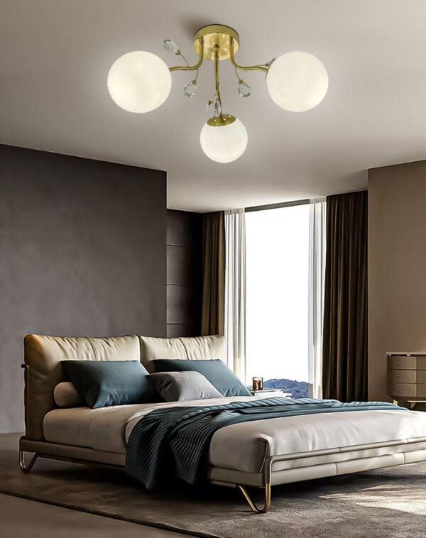 Lustra Cristal Glob Auriu 3