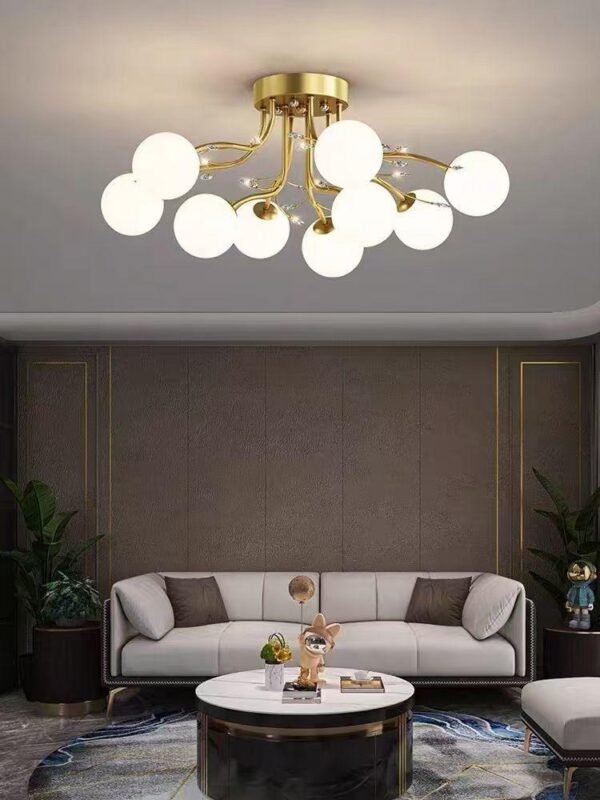 Lustra Cristal Glob Auriu 9