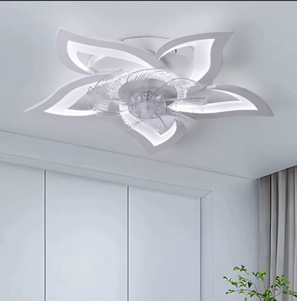 Lustra cu ventilator LED Mini Sun Flower Alba
