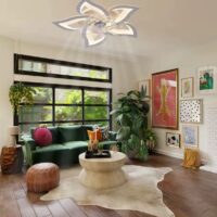Lustra cu ventilator LED Mini Sun Flower Alba