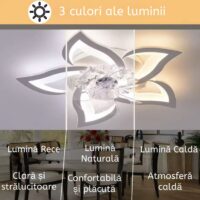 Lustra cu ventilator LED Mini Sun Flower Alba