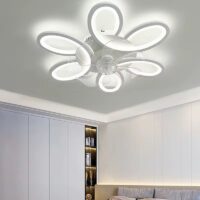 Lustra LED cu ventilator Zaza Alba, telecomanda