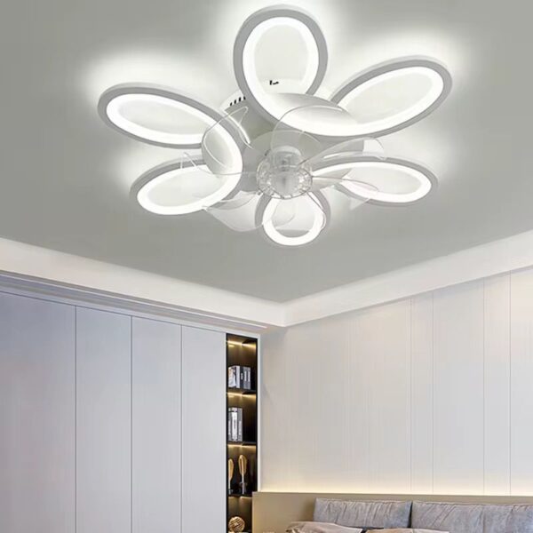 Lustra LED cu ventilator Zaza Alba, telecomanda