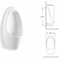 Pisoar suspendat, Ceramica, 340x300x680mm, Alb, LDPKZ-209