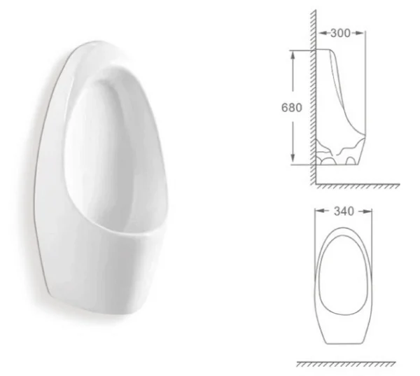 Poza pentru Pisoar suspendat, Ceramica, 340x300x680mm, Alb, LDPKZ-209