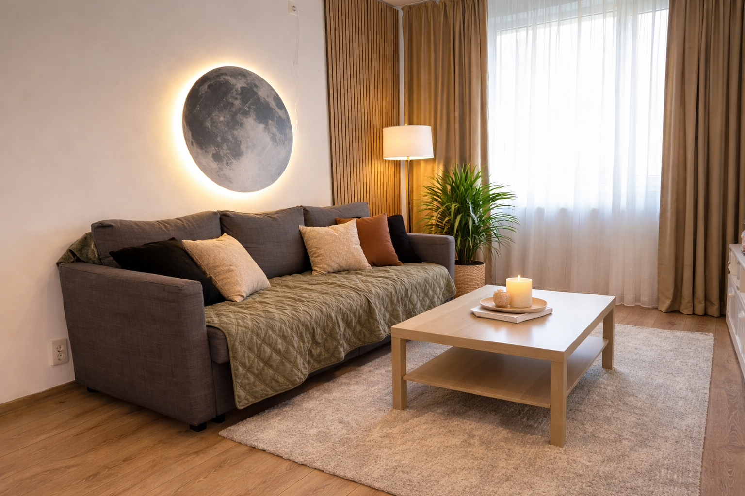 Tablou LED decorativ Luna Plina, 80 cm photo review