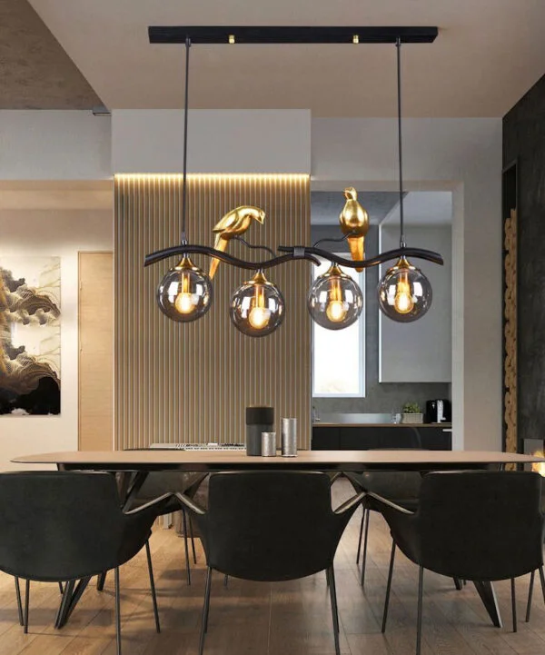 Poza pentru Candelabru Dining Glass Fume Golden Birds