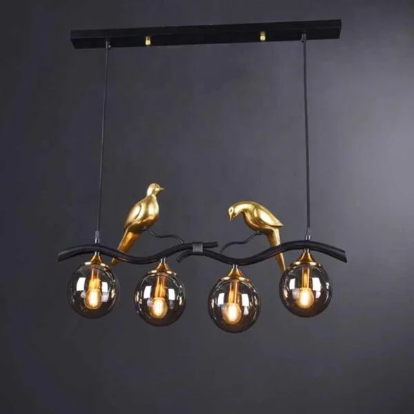 Poza pentru Candelabru Dining Glass Fume Golden Birds