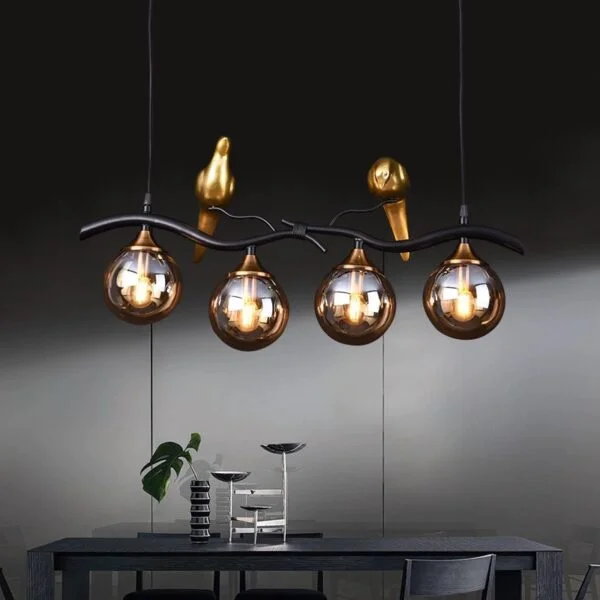 Poza pentru Candelabru Dining Glass Fume Golden Birds