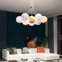 Candelabru LED 130W Gems Artenia 13 globuri, Auriu