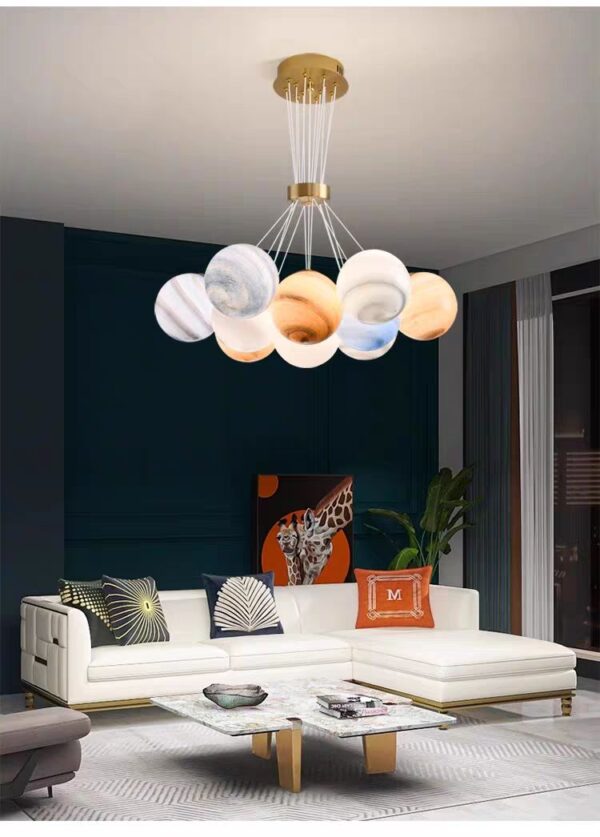Candelabru LED 130W Gems Artenia 13 globuri, Auriu