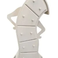 Dulap decorativ alb cu sertare, design artistic curbat