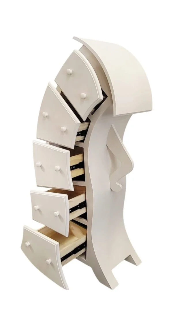 Poza pentru Dulap decorativ alb cu sertare, design artistic curbat