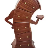 Dulap decorativ maro cu sertare, design artistic curbat