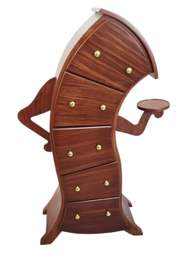 Poza pentru Dulap decorativ maro cu sertare, design artistic curbat