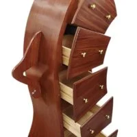 Dulap decorativ maro cu sertare, design artistic curbat