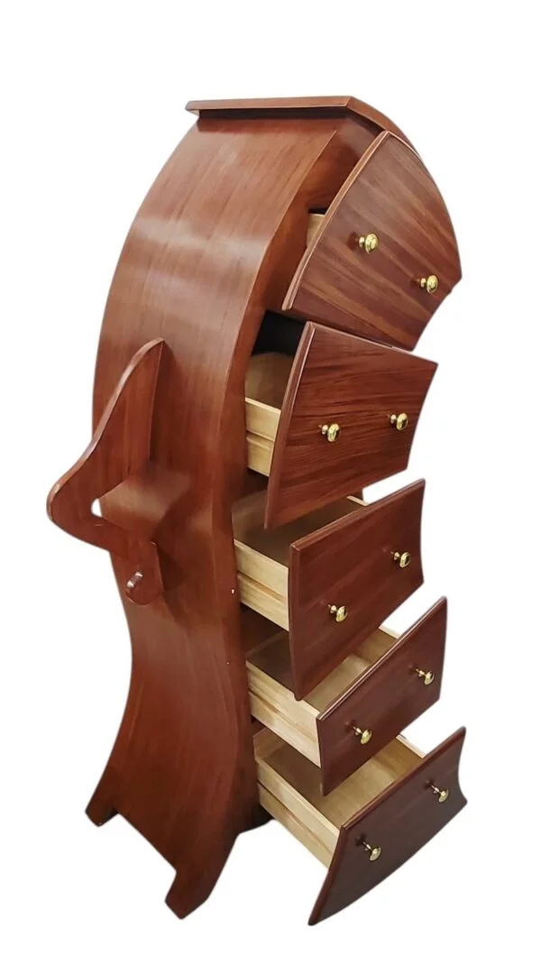 Poza pentru Dulap decorativ maro cu sertare, design artistic curbat