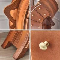 Dulap decorativ maro cu sertare, design artistic curbat