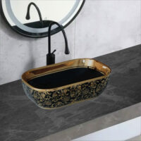 Lavoar Ceramica, pe blat, Negru, Auriu, Rectangular, Glam LDPG519 - image