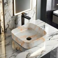 Lavoar pe blat, Ceramica, Alb, Classic Stone LDP763 - image