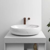 Lavoar pe blat, Ceramica, Alb, Oval, Classic Marble LDP761 - image 4