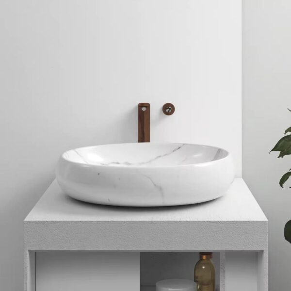 Poza pentru Lavoar pe blat, Ceramica, Alb, Oval, Classic Marble LDP761