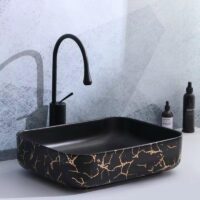 Lavoar pe blat, Ceramica, Negru, Auriu, Rectangular, Glossy LDP731 - image