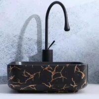 Lavoar pe blat, Ceramica, Negru, Auriu, Rectangular, Glossy LDP731 - image 2