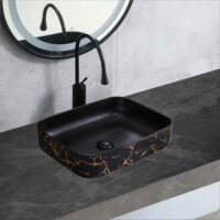 Lavoar pe blat, Ceramica, Negru, Auriu, Rectangular, Glossy LDP731 - image 3