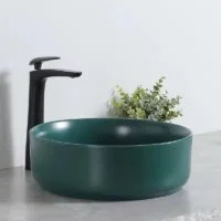 Lavoar rotund pe blat, Ceramica, Verde, Premium LDPHY-8070AYL3