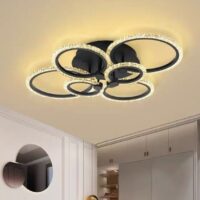Lustra LED 160W Rings 6 Cercuri Negru Glam