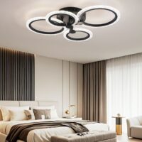 Lustra LED dormitor 80W Rings 4 Cercuri Negru Glam