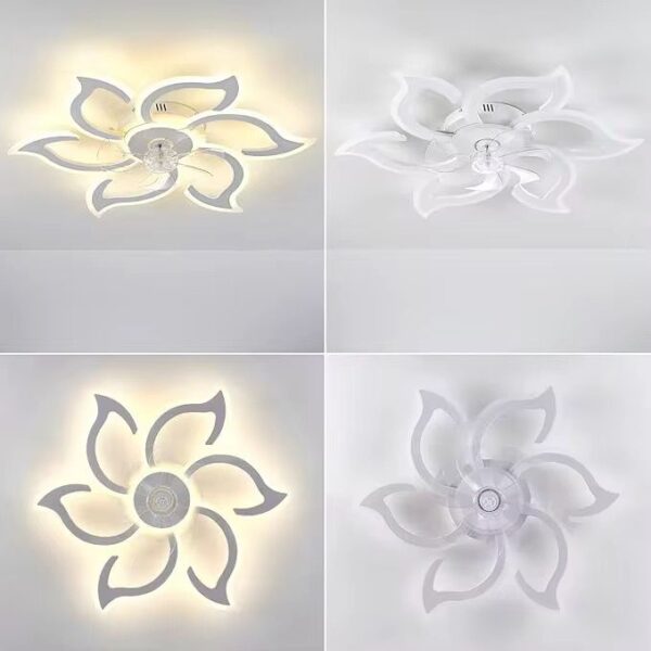 Lustra cu ventilator 110W LED Mini Sun Flower Alba 6