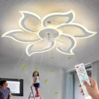 Poza pentru Lustra cu ventilator 110W LED Mini Sun Flower Alba 6