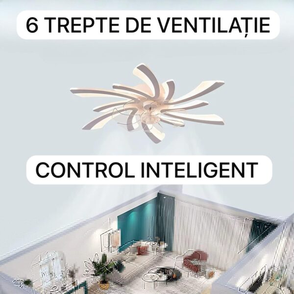 Lustra cu ventilator 114W LED Airia Alba 6