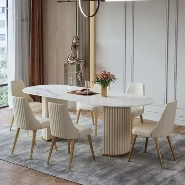 Poza pentru Scaun Dining Catifea Premium Crem/Beige/Auriu