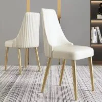 Scaun Dining Catifea Premium Crem Beige - image