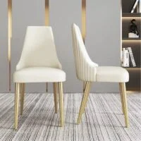 Scaun Dining Catifea Premium Crem Beige - image 3