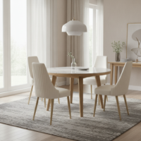 Scaun Dining Catifea Premium Crem/Beige/Auriu