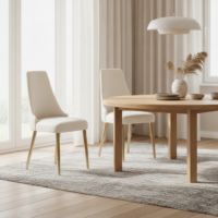 Scaun Dining Catifea Premium Crem/Beige/Auriu