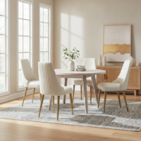 Scaun Dining Catifea Premium Crem/Beige/Auriu