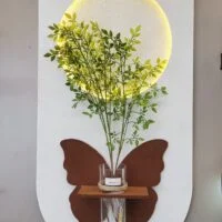 Tablou LED decorativ Fluture, cu Vaza si Crengute
