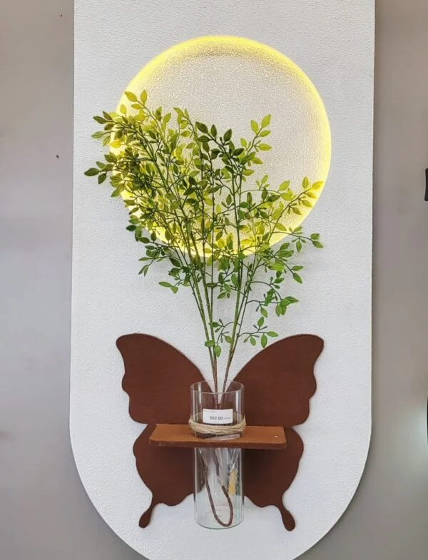 Poza pentru Tablou LED decorativ Fluture, cu Vaza si Crengute