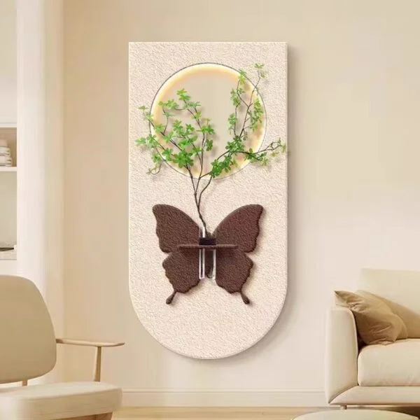 Poza pentru Tablou LED decorativ Fluture, cu Vaza si Crengute