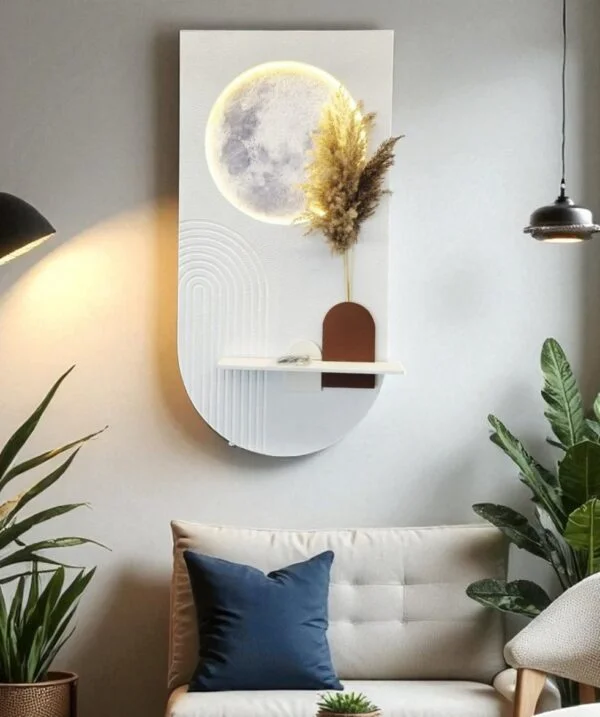 Poza pentru Tablou LED decorativ Luna, Decor Vegetal Uscat