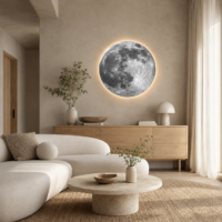 Tablou LED decorativ Luna Plina, 60 cm