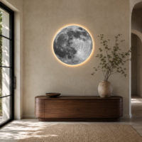 Tablou LED decorativ Luna Plina, 60 cm