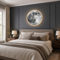 Tablou LED decorativ Luna Plina, 60 cm