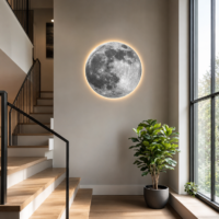 Tablou LED decorativ Luna Plina, 60 cm